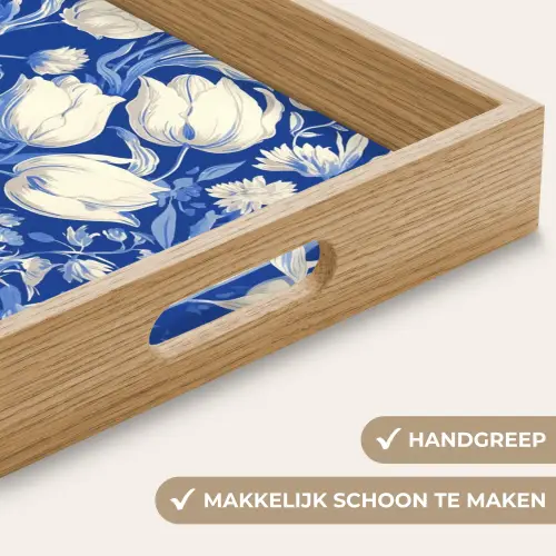 Bloemen - Delfts Blauw - Patroon - Tulp Dienblad Rechthoek middel -USP_HandgreepNL