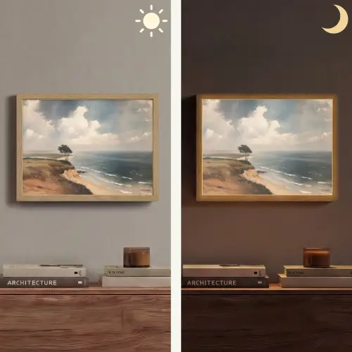 Klif - Zee - Boom Light Box met batterij (Wandlamp) middel -sfeer3