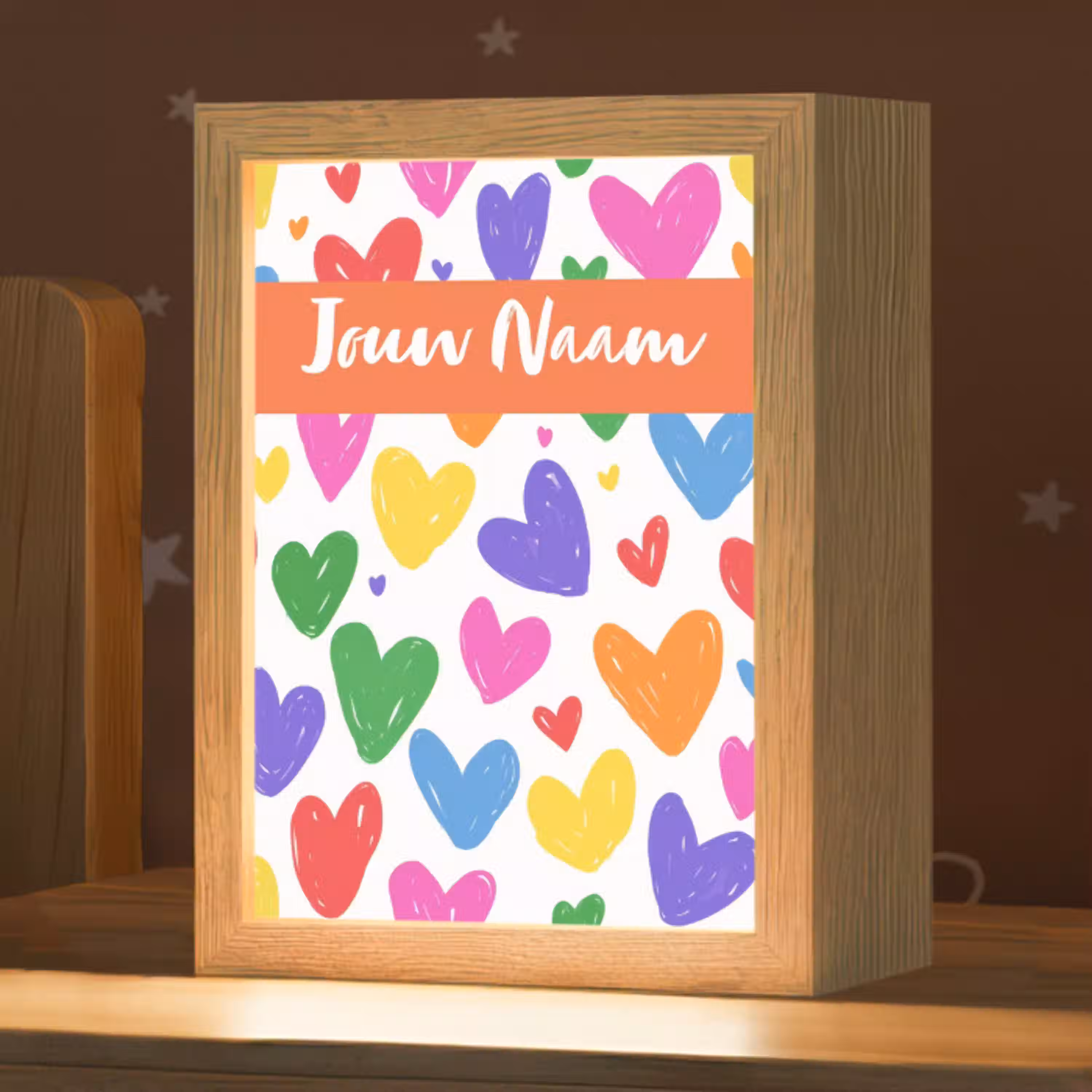 Hartjes - Patroon - Kleurrijk Light Box met kabel (Kinderlampje) klein -zzz_3d_website