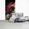 Zwarte draak - Rookwolken - Rood fotobehang vinyl groot -slaapkamer
