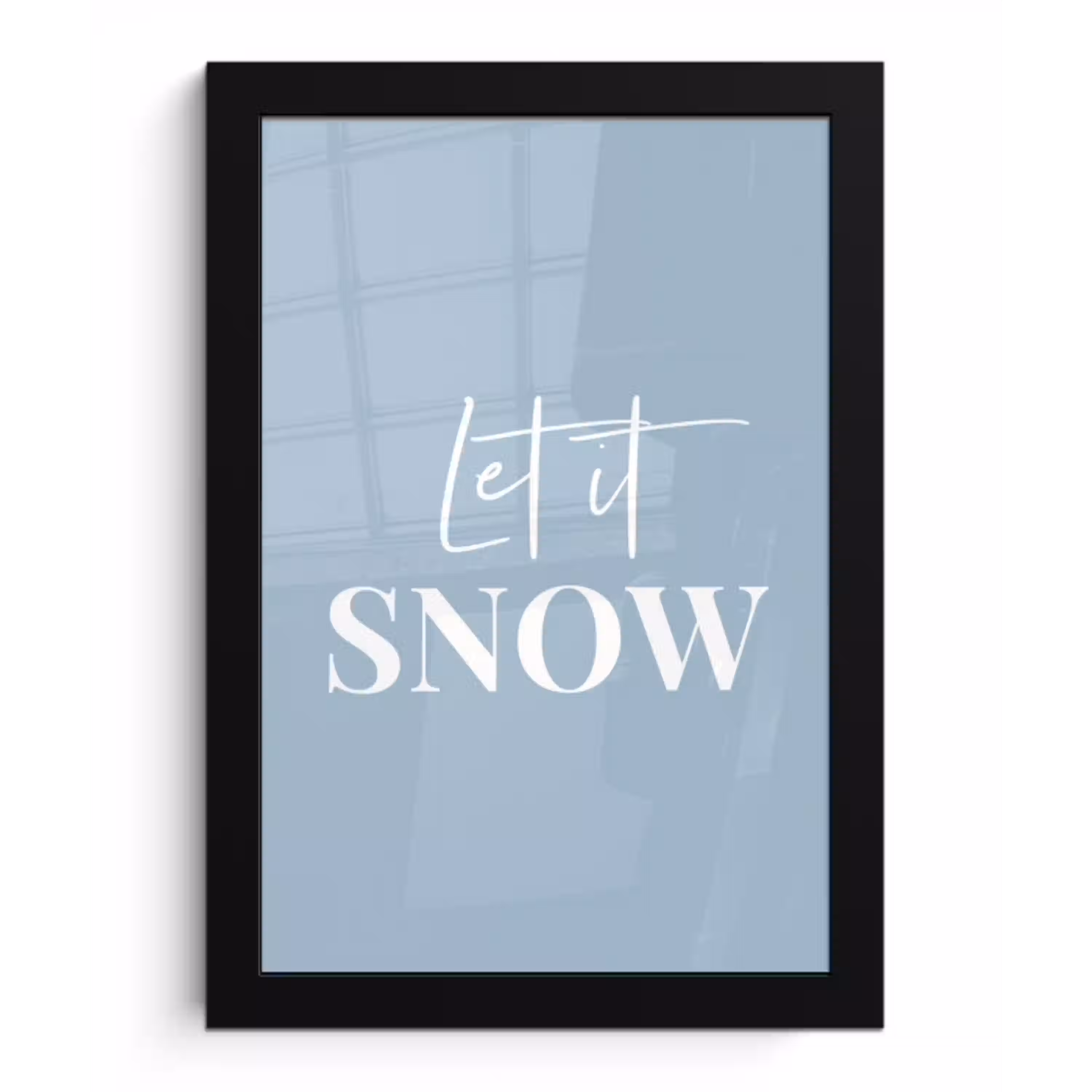 Sneeuw - Winter - Blauw - Let it snow fotolijst zwart zonder passe partout klein -3d