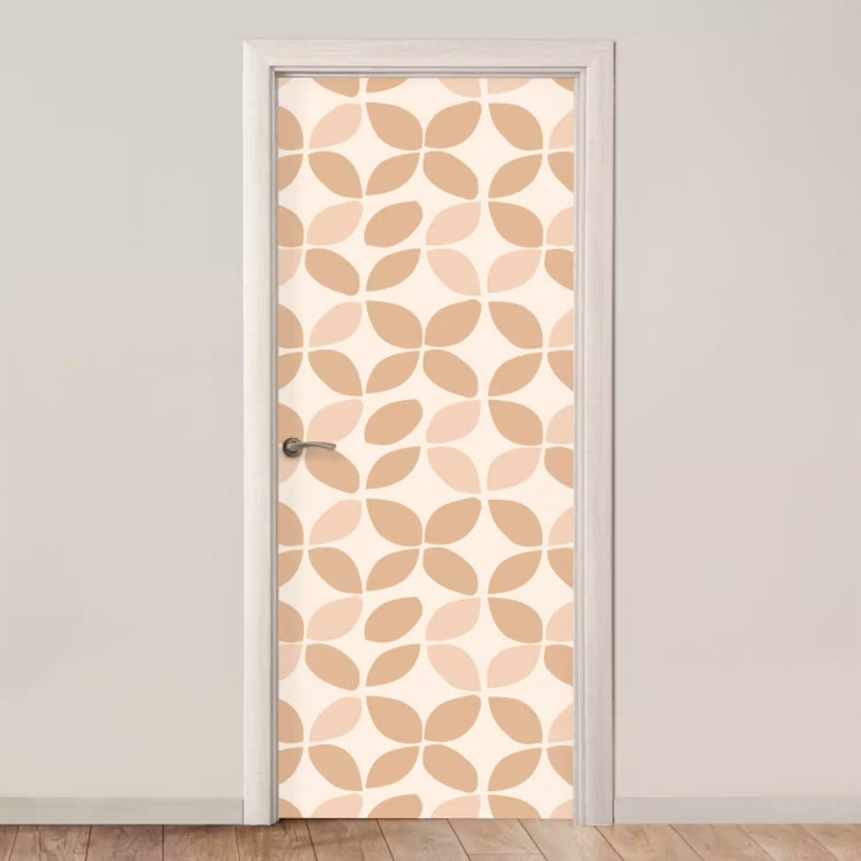 Beige - Bladeren - Minimalistisch - Patroon deurposter klein 289 -3d_beige