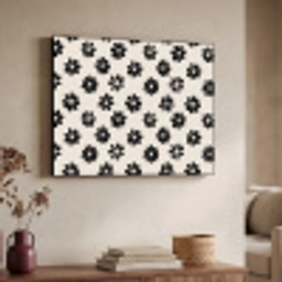 Grafisch - Madeliefjes - Zwart - Beige Textielframe zwart klein 947 -sfeer3