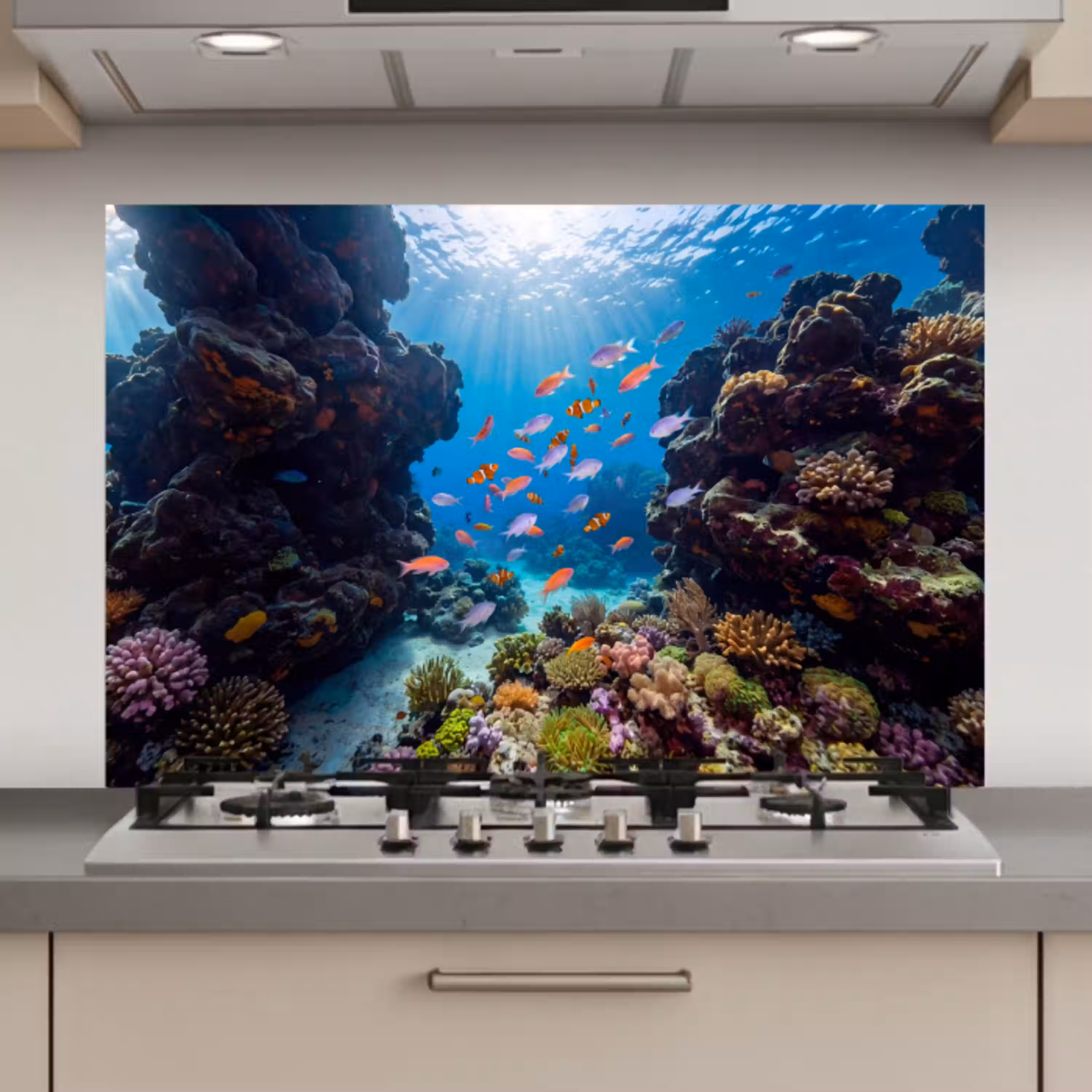 Vis - Koraalrif - Onderwater - Levendig - Blauw keuken achterwand spatscherm klein -3d_website
