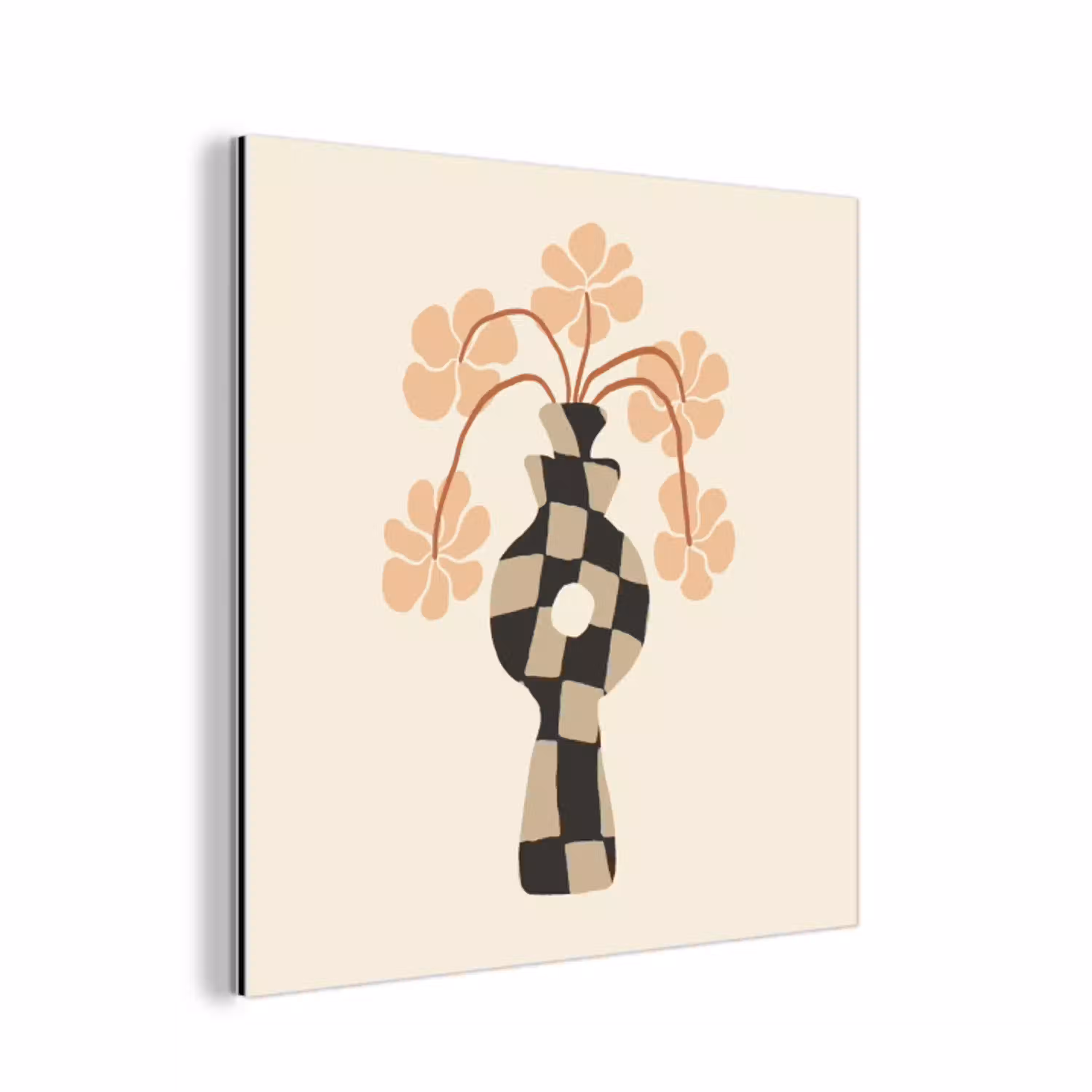 Bloemen - Vaas - Abstracte kunst - Modern aluminium wit klein -3d
