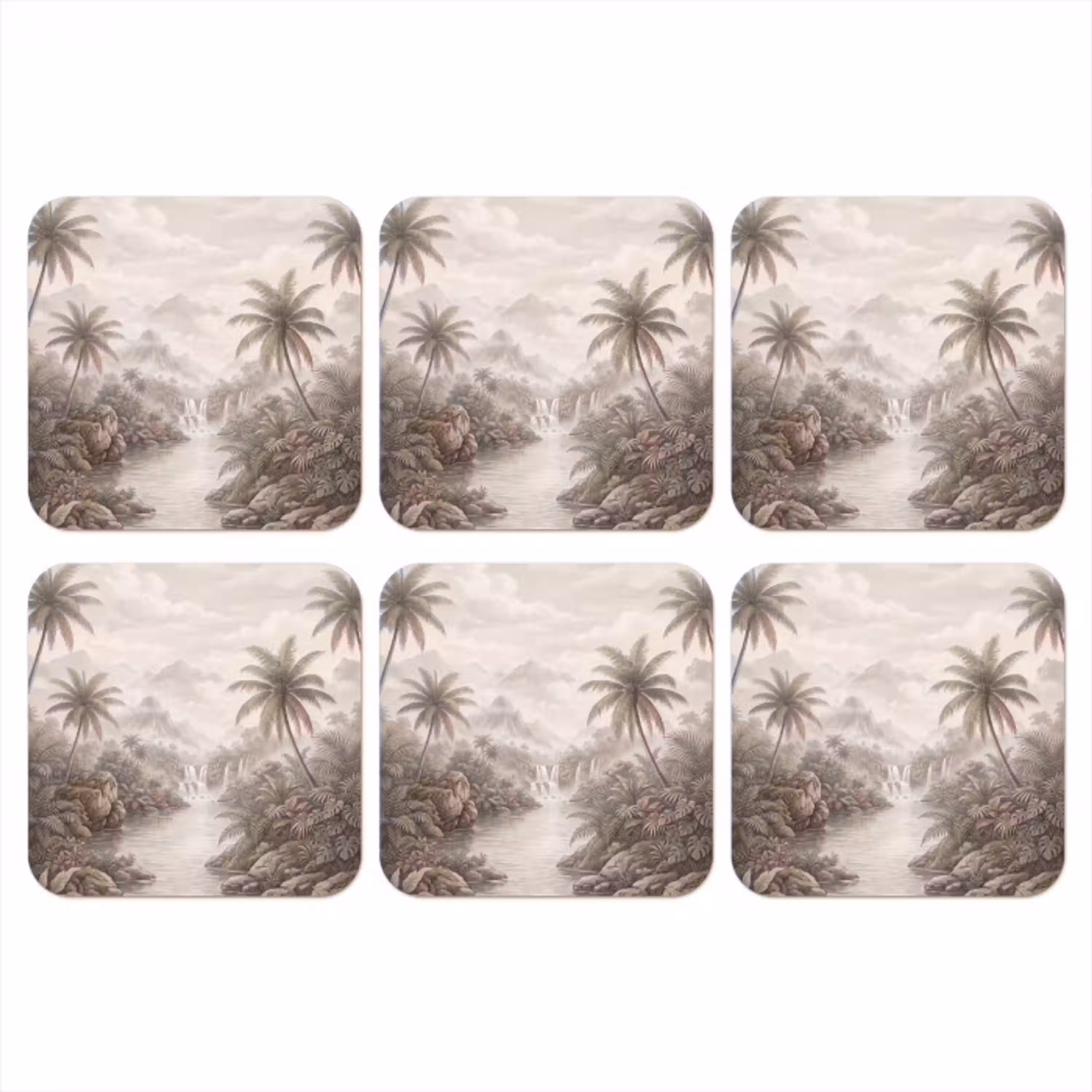 Jungle - Watervallen - Tropisch - Illustratie onderzetter kurk middel -3d