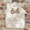 Beige bloemen - Modern Naambord Huisje klein -sfeer6