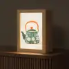 Theepot - Groen - Bloemen - Oranje Light Box met kabel (Tafellamp) klein -z3d_website