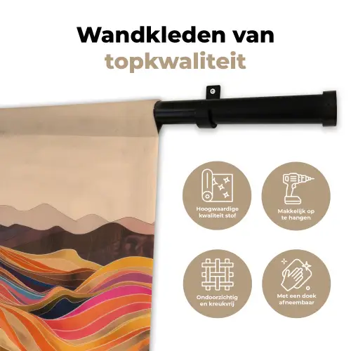 Zon - Kleurrijk landschap - Bergen Wandkleed katoen klein -sfeer2