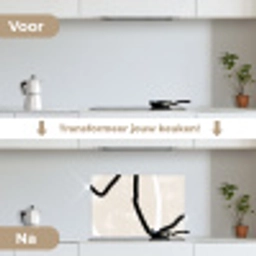 Roze - Minimalisme - Design keuken achterwand spatscherm klein -voor_na_NL