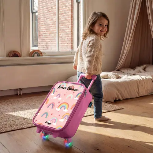 Regenboog - Patroon - Pastel Kinderkoffer - Roze klein -sfeer1