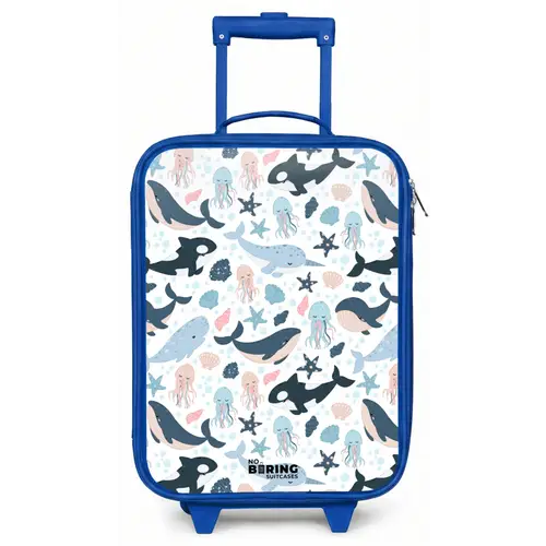 Zeedierenpatroon met walvissen, kwallen en orka's Kinderkoffer - Blauw klein -zz3dotto