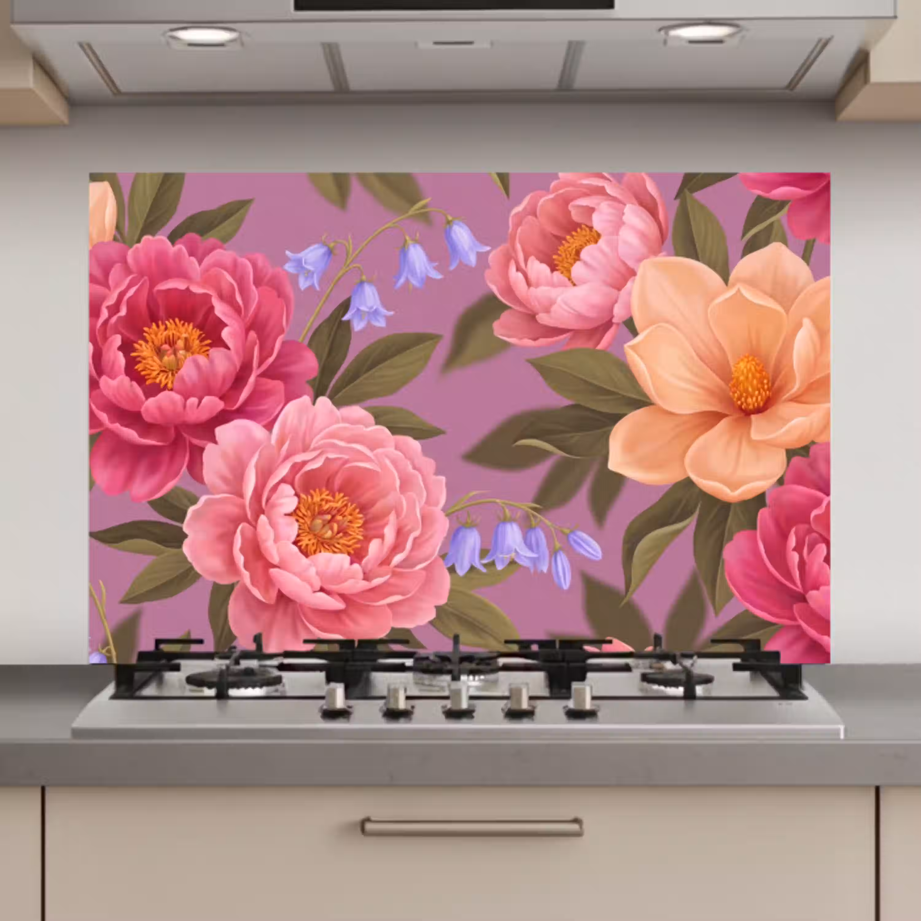 Bloemen - Patroon - Illustratie - Roze keuken achterwand spatscherm klein -3d_website