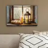 Stilleven - Rustiek - Kaarsen - Broden - Raam canvas 2cm klein -sfeer3