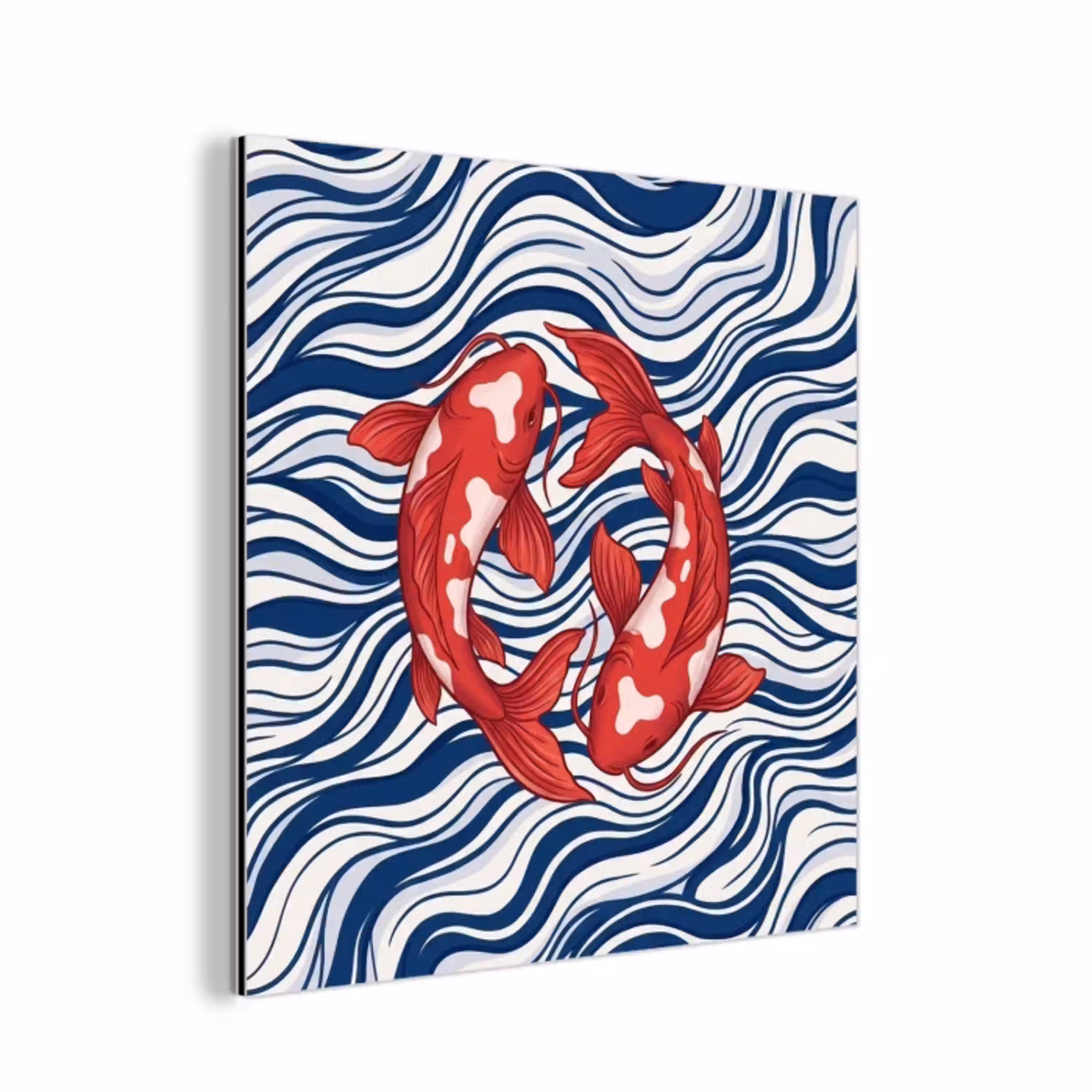 Vis - Water - Natuur - Illustratie - Rood aluminium wit klein -3d