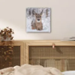 Hert - Sneeuw - Bos - Dieren - Vertederend plexiglas 5mm klein -sfeer4