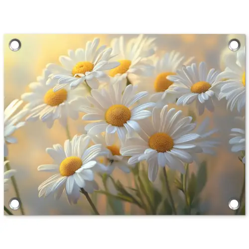 Madeliefjes - Wit - Zonlicht tuinposter los doek klein -3d