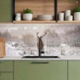 Edelhert - Bos - Sneeuw - Winter - Majestueus keuken achterwand 2 middel -sfeer3