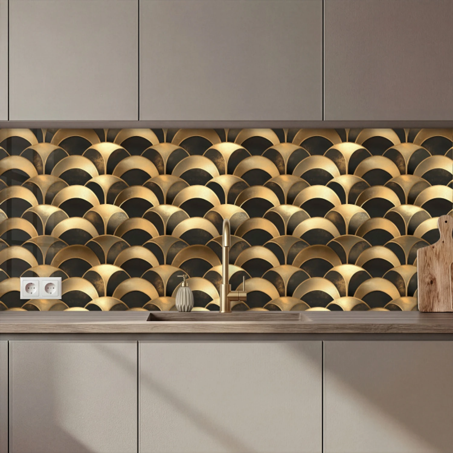 Schubben - Structuur - Goud keuken achterwand 2 middel 871 zz_3dshopping