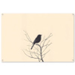 Vogel - Zwart - Tak - Minimalistisch tuinposter los doek groot -3d