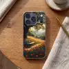 Bankje - Boom - Klaprozen - Heuvels Telefoonhoesje iPhone 17 Pro klein -sfeer1