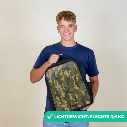 Groene camouflage met zandkleur Rugzak - Zwart middel -sfeer7_NL