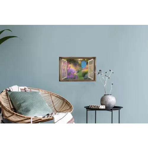 Doorkijk - Bloemen - Raam - Natuur Muursticker klein -plant