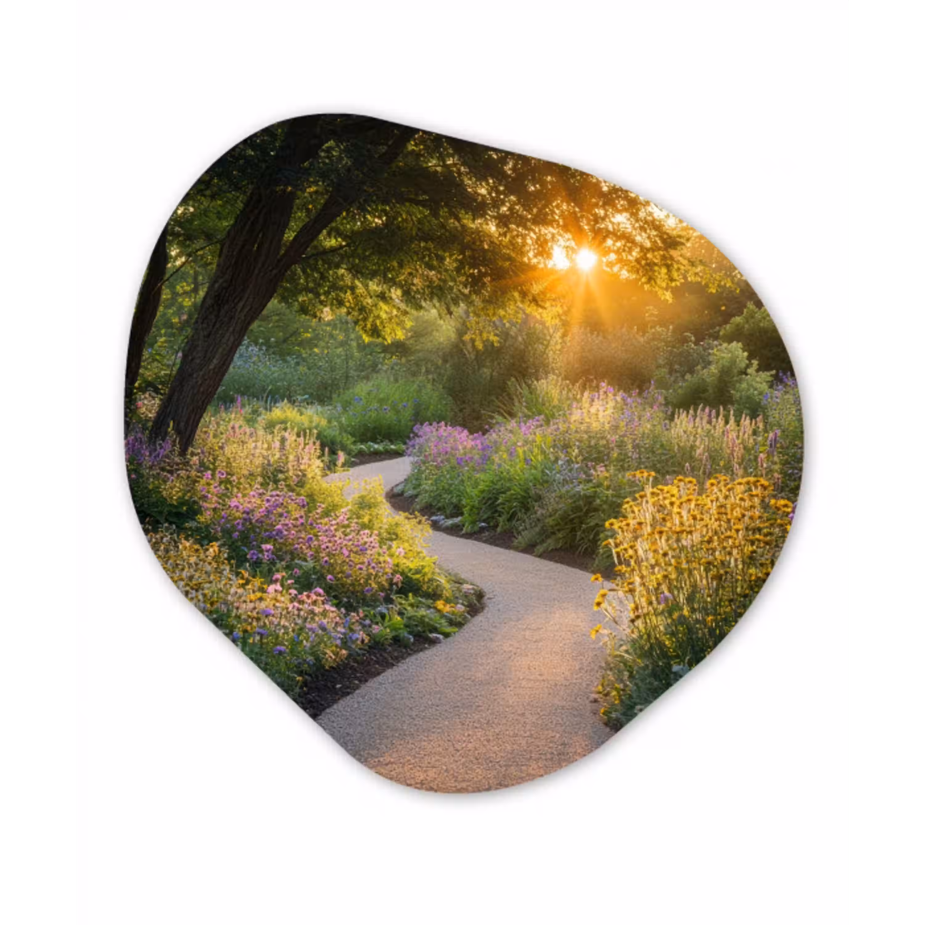 Pad - Bloemen - Park Wandcirkel Organisch Forex 3mm klein -3d