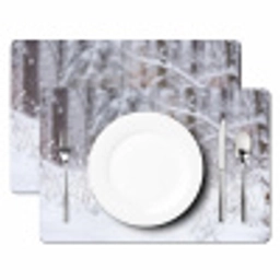Hert - Sneeuw - Bos - Dieren - Vertederend Placemat vinyl groot -zzsfeer2_Kitchenyeah-website