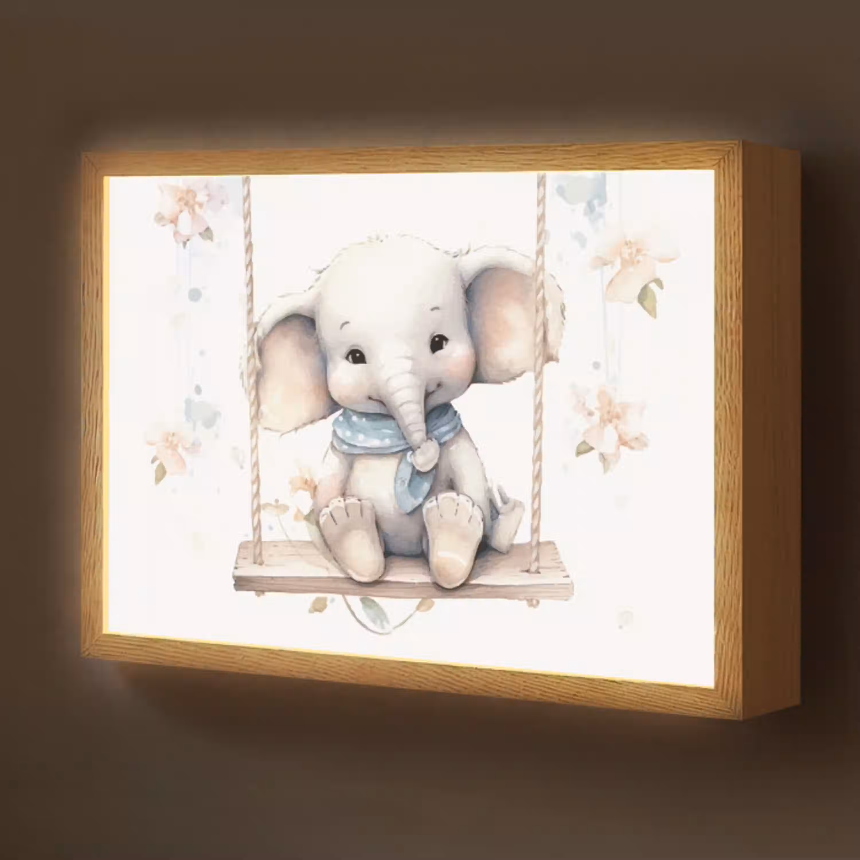 Olifant - Dier - Kinderen Light Box met batterij (Wandlamp kind) middel -z3d_website