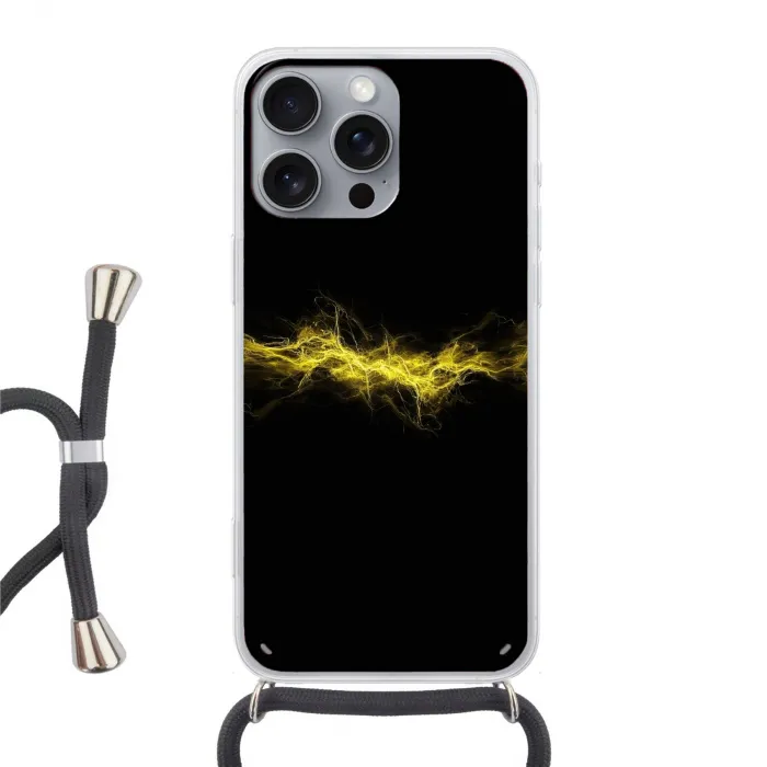 Gaming - Elektriciteit - Geel - Energie Hoesje iPhone 16 Pro Max met koord klein -3d