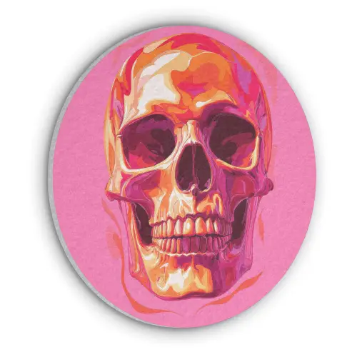 Felroze - Tanden - Schedel Akoestische PET Vilt - Rond klein -3d