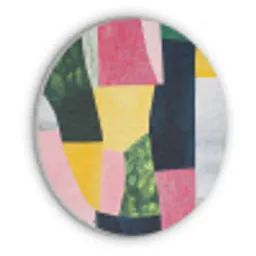 Abstract - Roze - Lappen - Vormen - Geel Akoestische PET Vilt - Rond klein -3d