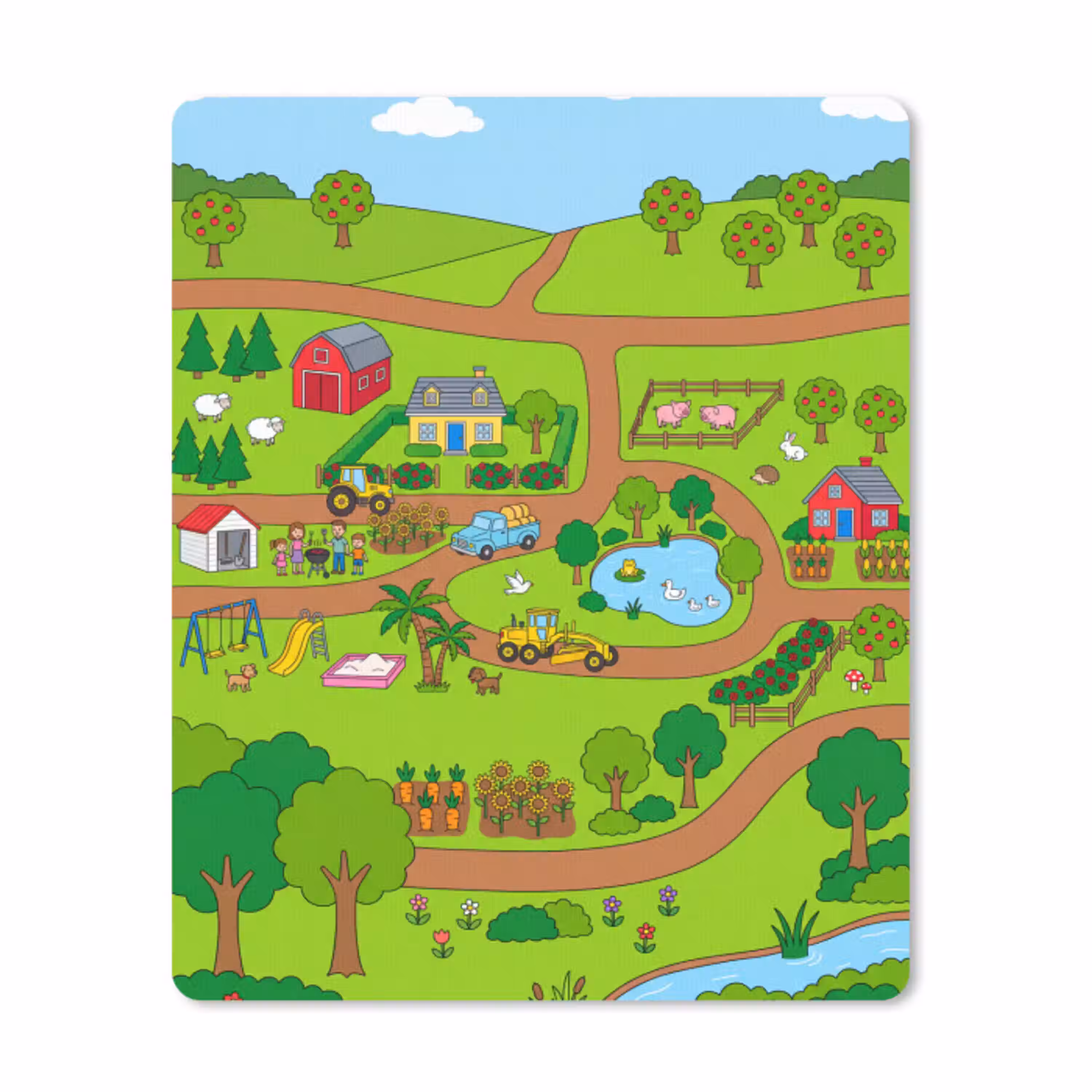 Platteland - Dieren - Cartoon muismat rubber klein -3d