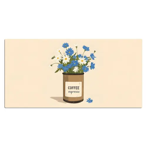 Coffee - Blik - Minimalistisch - Bloemen Muismat XXL klein -3d_leeg
