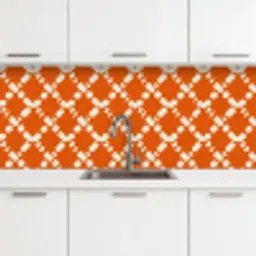 Oranje - Ruitpatroon - Wit keuken achterwand 2 middel 871 -3d