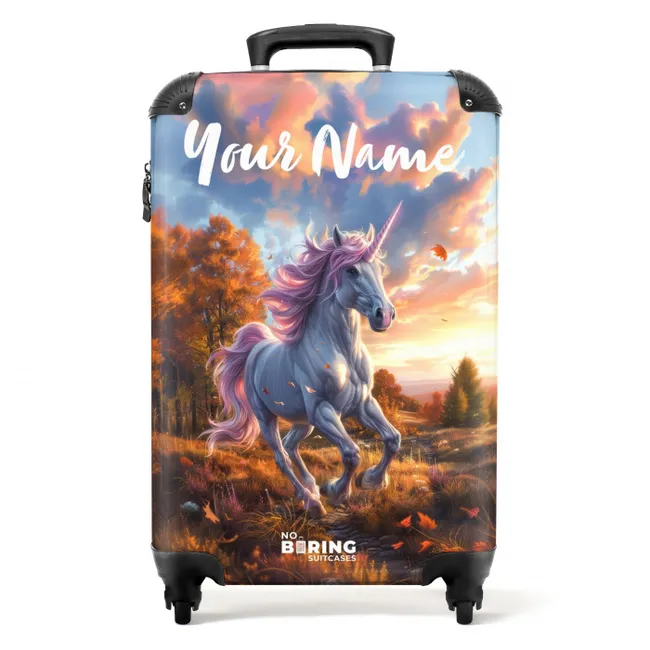 Galopperende Eenhoorn in Herfstwereld NBS - Handbagage koffer - Kinderen Unisex middel -productfoto_recht