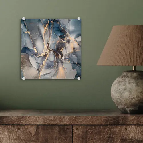 Marmer - Grijs - Blauw - Luxe - Goud plexiglas 5mm klein -sfeer3
