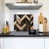 Geometrisch Houtmozaïek Inductie beschemer met haakjes middel -sfeer2