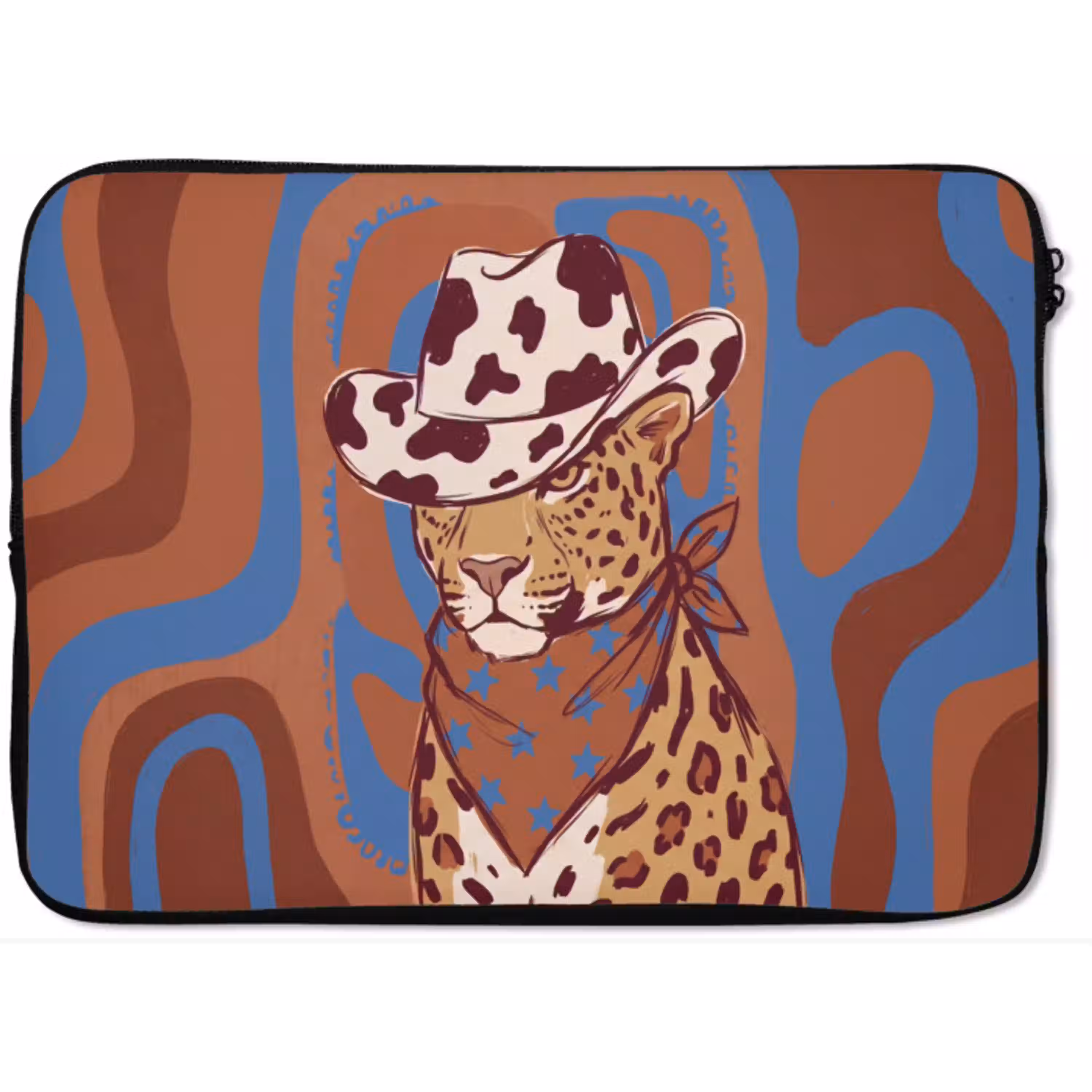 Dieren - Cowboyhoed - Modern - Illustratie - Bruin laptophoes neopreen klein -zkaufland3dotto