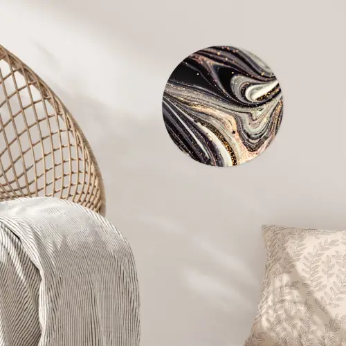 Marmerlook - Zwart - Goud - Wit - Glitter - Marmer Wandcirkel behangsticker klein -sfeer4