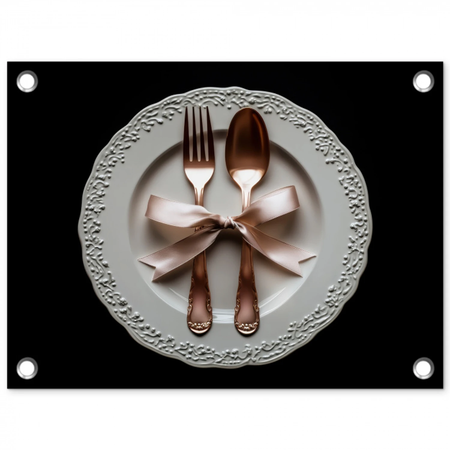 Rose - Strik - Bestek tuinposter los doek klein -3d