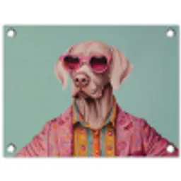 Hond - Overhemd - Bloemen - Bril tuinposter los doek klein -3d