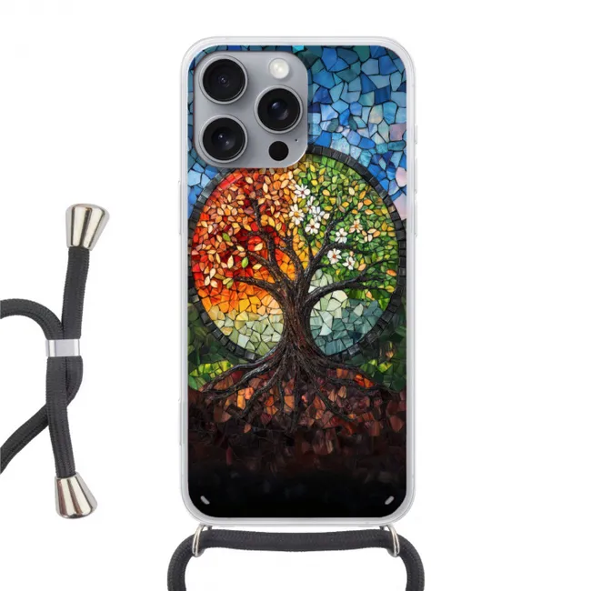 Telefoonhoesje met koord - Boom - Seizoenen - Mozaïek - Bergen