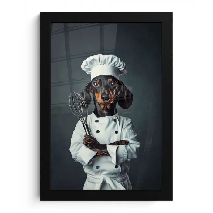 Hond - Garde - Kok fotolijst zwart zonder passe partout klein -3d