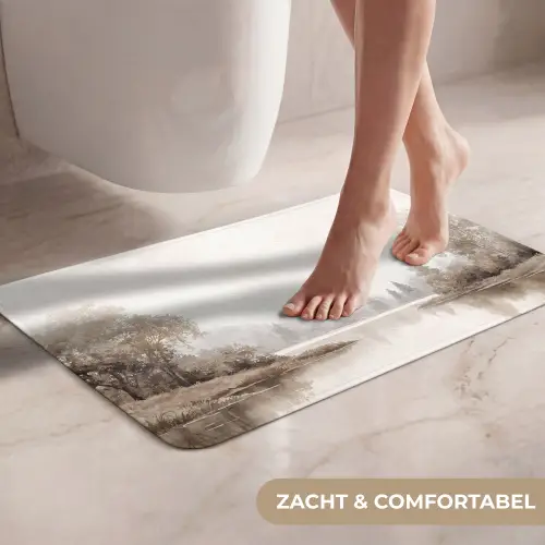 Rivierlandschap - Minimalistisch - Aardetinten WCmat klein -USP_ZachtNL