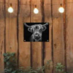 Hooglander in Zwart-Wit tuinposter los doek klein -sfeer1
