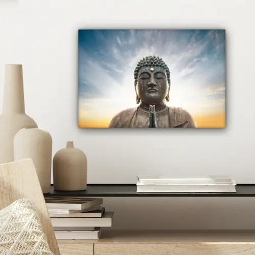 Boeddha hoofd - Buddha - Lucht - Spiritueel - Meditatie canvas 2cm klein -sfeer6