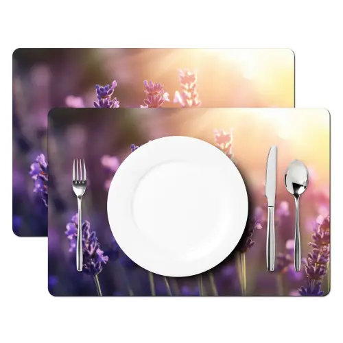 Lavendelbloemen - Paars - Zonlicht Placemat vinyl groot -zzsfeer2_Kitchenyeah-website