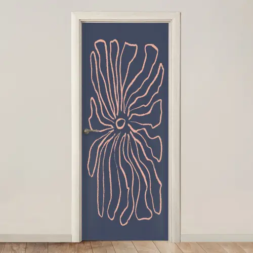 Bloemen - Bohemian - Roze - Pastel deurposter klein -3d_beige